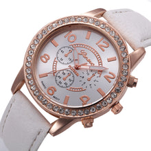 Geneva Women Watch Rhinestone Crystal Dress Clock Analog PU Leather Band Quartz Watch Relogio Feminino CF