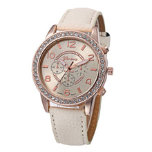 Geneva Women Watch Rhinestone Crystal Dress Clock Analog PU Leather Band Quartz Watch Relogio Feminino CF