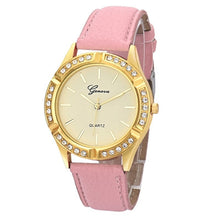 Geneva Women Watches Crystal Rhinestone Analog PU Leather Band Quartz Wristwatch Clock Relogio Feminino CF