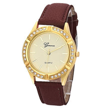 Geneva Women Watches Crystal Rhinestone Analog PU Leather Band Quartz Wristwatch Clock Relogio Feminino CF