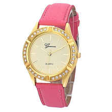 Geneva Women Watches Crystal Rhinestone Analog PU Leather Band Quartz Wristwatch Clock Relogio Feminino CF