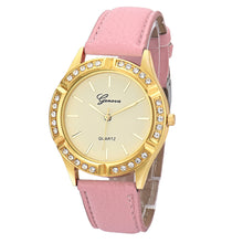 Geneva Women Watches Crystal Rhinestone Analog PU Leather Band Quartz Wristwatch Clock Relogio Feminino CF