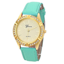 Geneva Women Watches Crystal Rhinestone Analog PU Leather Band Quartz Wristwatch Clock Relogio Feminino CF