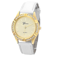 Geneva Women Watches Crystal Rhinestone Analog PU Leather Band Quartz Wristwatch Clock Relogio Feminino CF