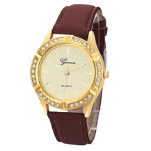Geneva Women Watches Crystal Rhinestone Analog PU Leather Band Quartz Wristwatch Clock Relogio Feminino CF