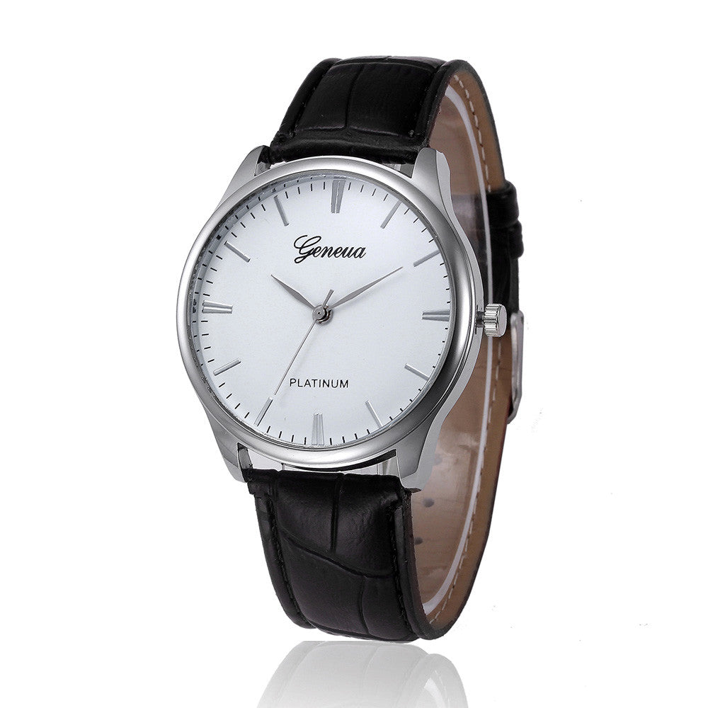 Geneva Women Watches Retro Design PU Leather Band Dress Clock Analog Quartz Wrist Watch Relogio Feminino CF
