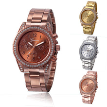 Geneva Women Watches Rhinestone Crystal Dress Clock Ladies Stainless Steel Band Quartz Watch Relogio Feminino CF