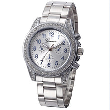 Geneva Women Watches Rhinestone Crystal Dress Clock Ladies Stainless Steel Band Quartz Watch Relogio Feminino CF