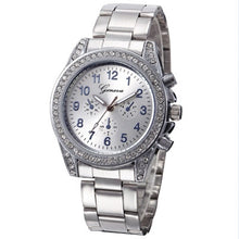 Geneva Women Watches Rhinestone Crystal Dress Clock Ladies Stainless Steel Band Quartz Watch Relogio Feminino CF