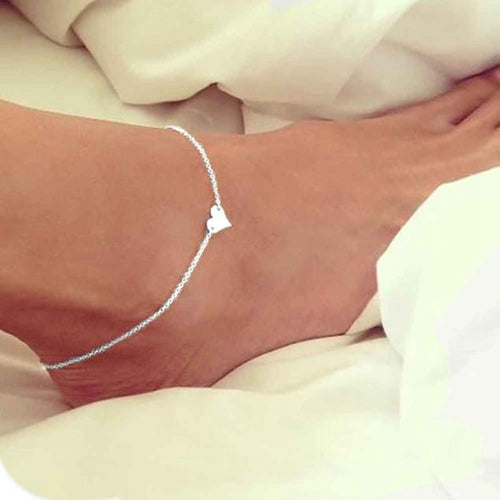 Girl Simple Heart Ankle Bracelet Chain Beach Foot Sandal Jewelry Bohemian Anklet Luxury Charm CF