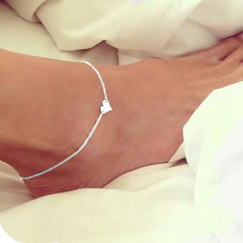 Girl Simple Heart Ankle Bracelet Chain Beach Foot Sandal Jewelry Bohemian Anklet Luxury Charm CF