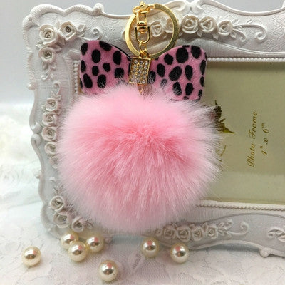 Key chain Fluffy Faux Rabbit Fur Ball Charm Car Keychain Handbag Solid Charm Key Ring Gift CF
