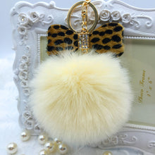 Key chainFluffy Faux Rabbit Fur Ball Bowknot Charm Car Keychain Handbag Charm Key Ring Gift CF