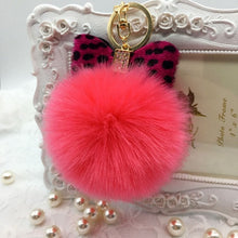 Key chainFluffy Faux Rabbit Fur Ball Bowknot Charm Car Keychain Handbag Charm Key Ring Gift CF