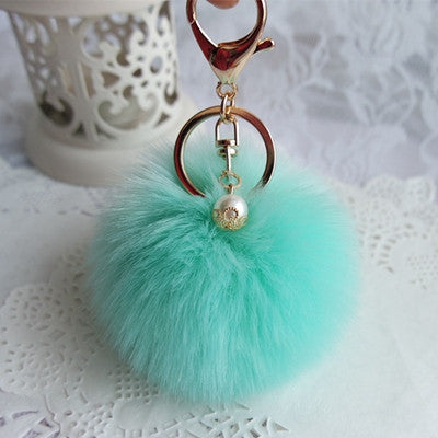 Keychain Rabbit Fur Ball Bag Plush Car Key Ring Cars Key Pendant Decoration For Purse Bag CF