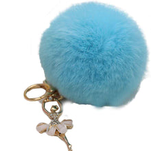 Keychain Rabbit Fur Dancing Angel Rhinestone Ball Bag Plush Car Key Ring Charm Car Key Pendant gift CF