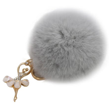 Keychain Rabbit Fur Dancing Angel Rhinestone Ball Bag Plush Car Key Ring Charm Car Key Pendant gift CF