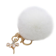 Keychain Rabbit Fur Dancing Angel Rhinestone Ball Bag Plush Car Key Ring Charm Car Key Pendant gift CF
