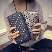 Lady Women Wallet PU Leather Clutch WalletS Long Card Punk Rivet Pattern bolsa feminina CF