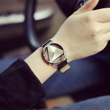 Lover's Watch 2PCS Unique Hollowedout Triangular Dial Black Watches Clock Relogio Masculino CF