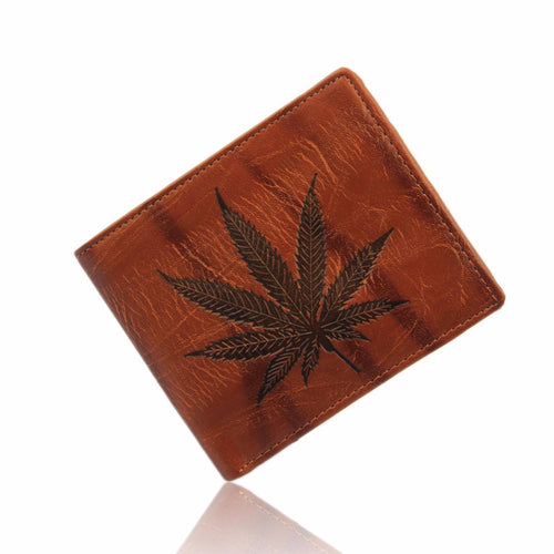 Men Wallet PU Leather Leaf Pattern Card Cash Receipt Holder Organizer Bifold bolso masculino CF