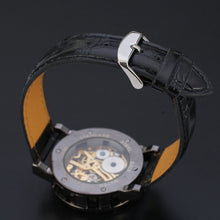 Men Watch Top Luxury Classic PU Leather Dial Skeleton Mechanical Military Army Relogio Masculino Watch CF