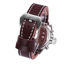 Men Watch Top Luxury Relogio Masculino Military Double Movement Alarm Clock PU Leather Quartz Watch CF