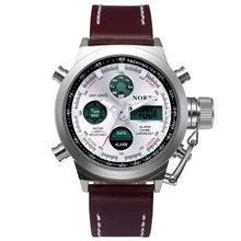 Men Watch Top Luxury Relogio Masculino Military Double Movement Alarm Clock PU Leather Quartz Watch CF