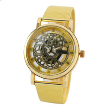 Men Watches Hollow Out Top Luxury Military Army Stainless Steel Mesh Band Gold Silver Relogio Masculino CF