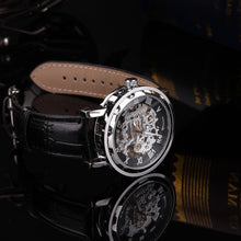 Men Watches Top Luxury Military army Classic Black Leather Skeleton Mechanical Watch Relogio Masculino CF