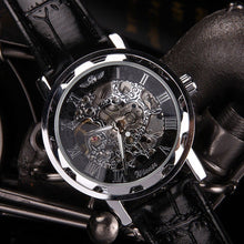 Men Watches Top Luxury Military army Classic Black Leather Skeleton Mechanical Watch Relogio Masculino CF