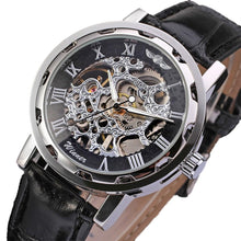 Men Watches Top Luxury Military army Classic Black Leather Skeleton Mechanical Watch Relogio Masculino CF