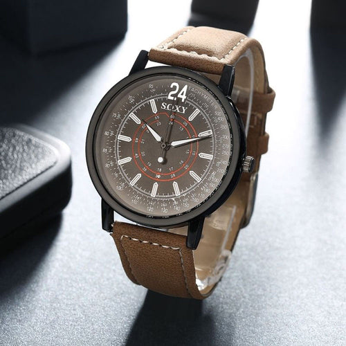 Mens WatchesTop Luxury Relogio Masculino PU Leather Band Analog Quartz Military army Business Watch CF