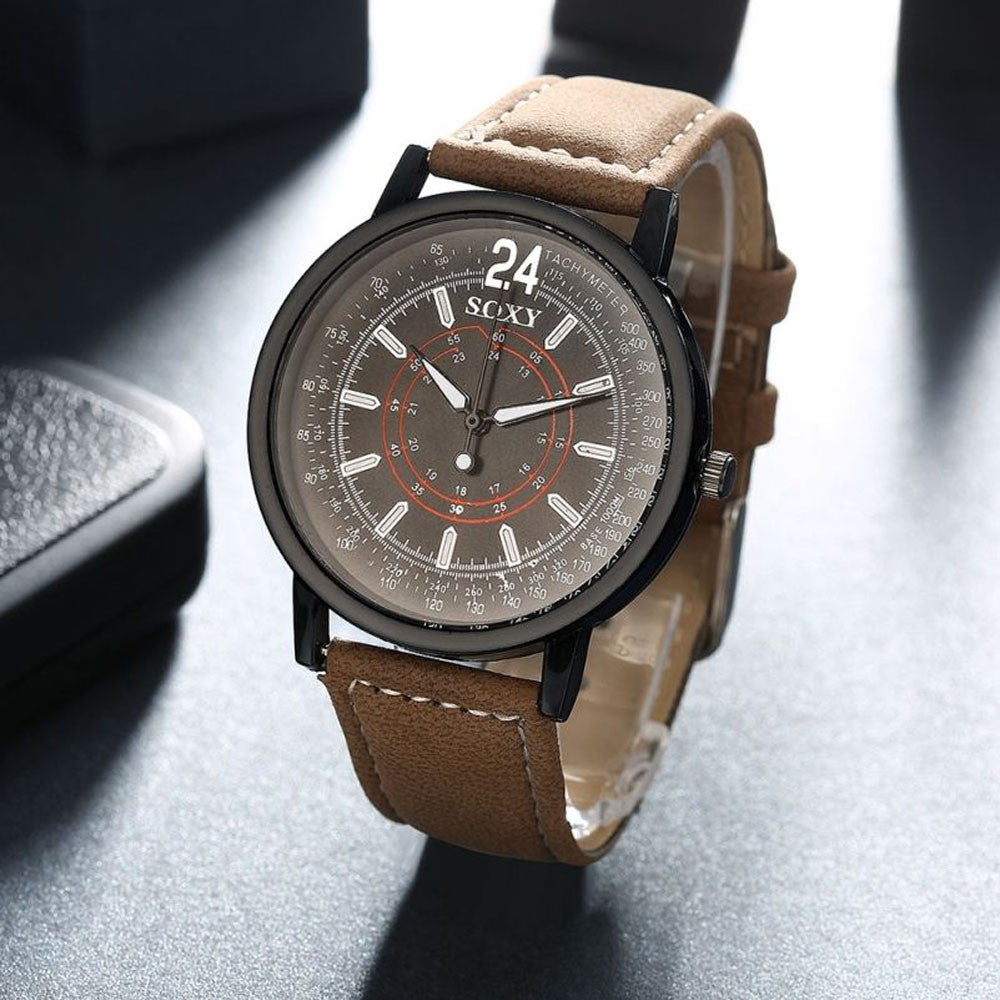 Mens WatchesTop Luxury Relogio Masculino PU Leather Band Analog Quartz Military army Business Watch CF