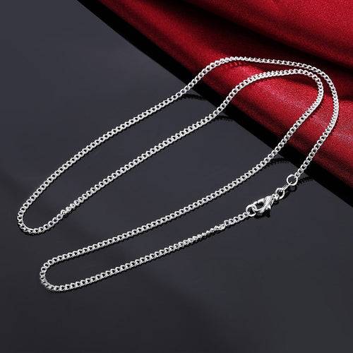 Necklace Women Men 2MM Plated Silver Necklaces Link Chain Jewelry Gift for girl CF