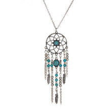 Necklace Women Retro Turquoise Feather Pendant Long Sweater Chain Necklaces Chocker Jewelry Charm Gift CF