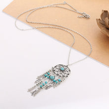 Necklace Women Retro Turquoise Feather Pendant Long Sweater Chain Necklaces Chocker Jewelry Charm Gift CF