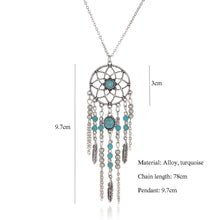 Necklace Women Retro Turquoise Feather Pendant Long Sweater Chain Necklaces Chocker Jewelry Charm Gift CF