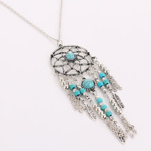 Necklace Women Retro Turquoise Feather Pendant Long Sweater Chain Necklaces Chocker Jewelry Charm Gift CF