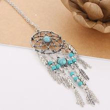 Necklace Women Retro Turquoise Feather Pendant Long Sweater Chain Necklaces Chocker Jewelry Charm Gift CF