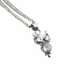 Necklace Women Rhinestone Crystal Owl Pendant Silver Chain Necklaces Chocker Charm Jewelry gift for girl CF