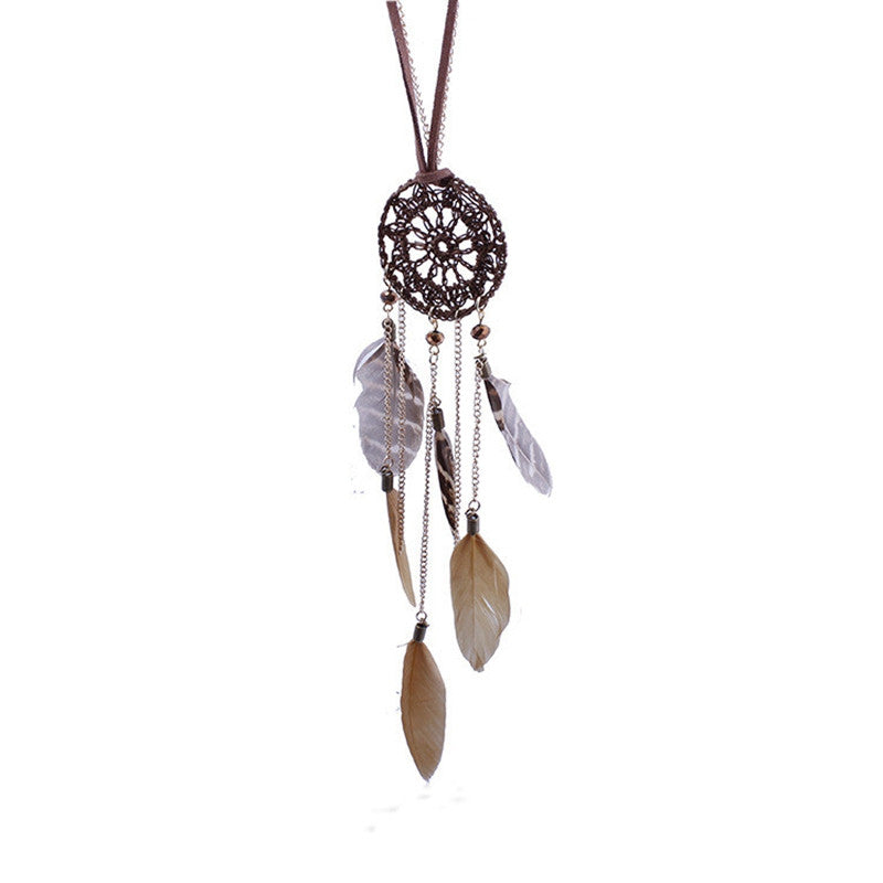 Necklaces Women Dreamcatcher feather handwoven necklaces long sweater Charm chain Jewelry Gift for girl CF