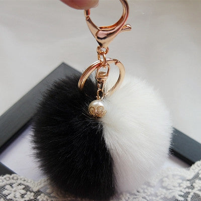 keychain Rabbit Fur Ball Keychains for Bag Plush Car Key Ring Cars Keys Pendant Jewelry Gifts CF