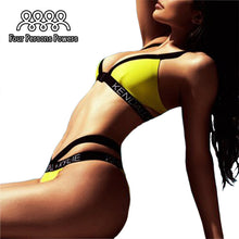 new BIKINI set Yellow Sexy Bandage Tank Swimwear For Women Letter Bikinis HD1 CF