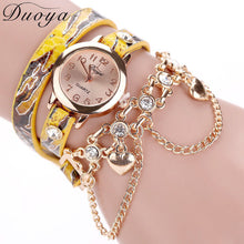 Bracelet Watch Women Luxury Heart Pendant Rhinestone Crystal Relogio Feminino Dress Clock CF