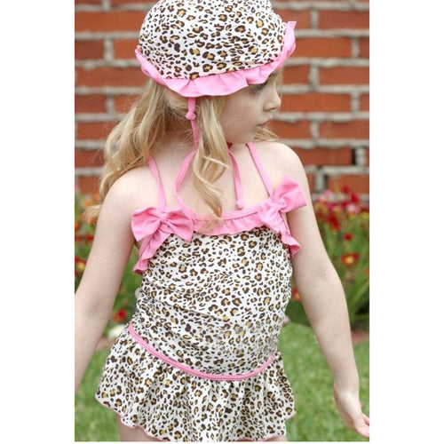 Little Girl Swimsuits Dot Striped Ruffle One Piece Suits Swimwear Swim Bathing Suits Leopard CH18 CF