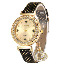 Love Heart Bracelet Watches Women Leather Crystal Quartz Wrist Watch Gold Clock Relojes Mujer Relogio Feminino Montre CF