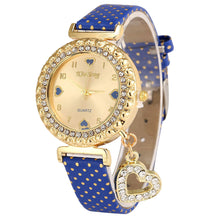 Love Heart Bracelet Watches Women Leather Crystal Quartz Wrist Watch Gold Clock Relojes Mujer Relogio Feminino Montre CF