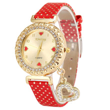 Love Heart Bracelet Watches Women Leather Crystal Quartz Wrist Watch Gold Clock Relojes Mujer Relogio Feminino Montre CF