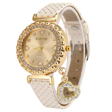 Love Heart Bracelet Watches Women Leather Crystal Quartz Wrist Watch Gold Clock Relojes Mujer Relogio Feminino Montre CF